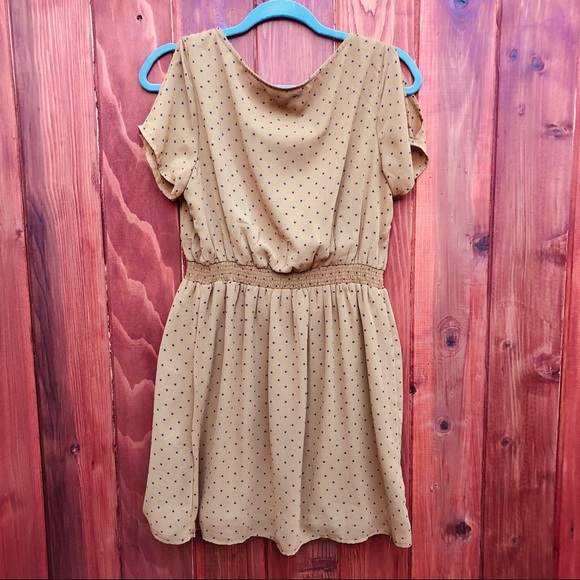 Ochre & plum polka dot lined dress - Picture 1 of 8